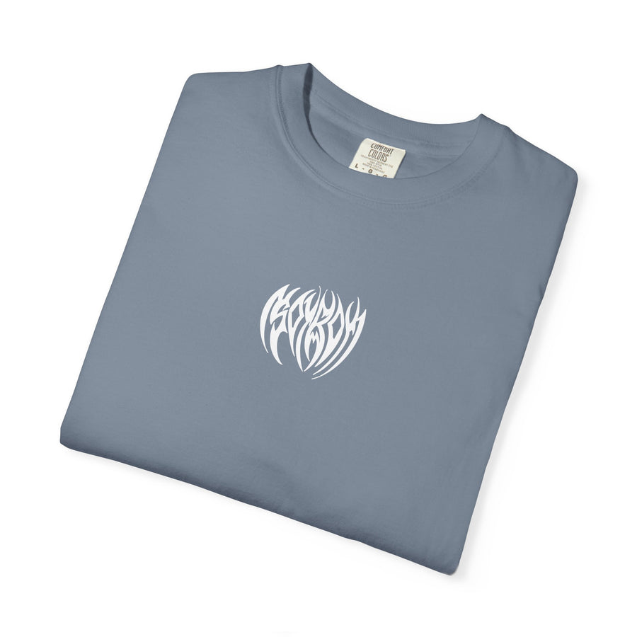 Tribal Heart Graphic T-shirt | Metal Style Chest and Back Print