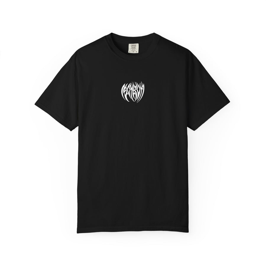 Tribal Heart Graphic T-shirt | Metal Style Chest and Back Print