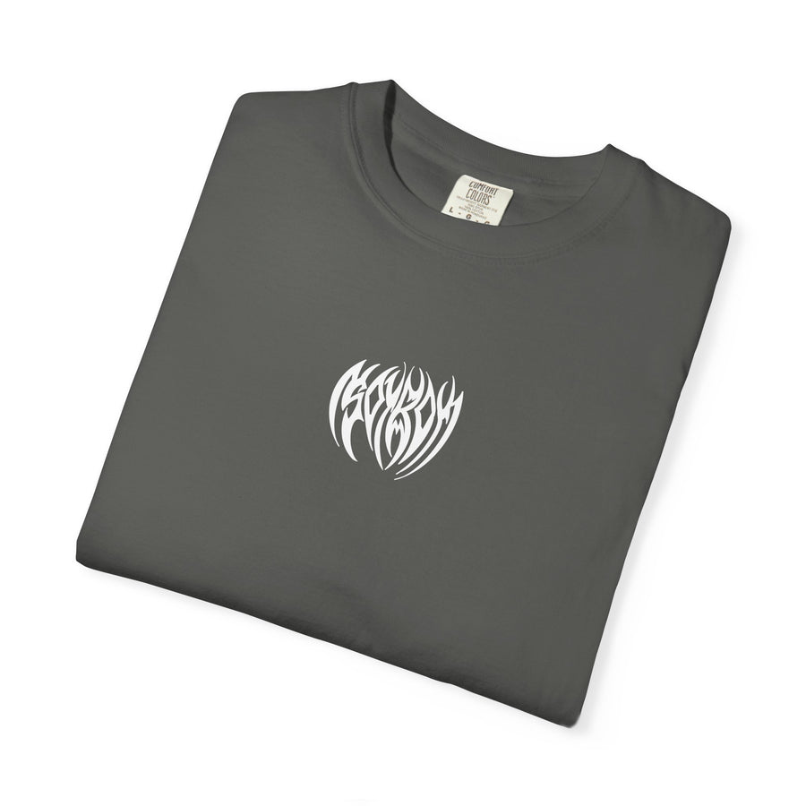 Tribal Heart Graphic T-shirt | Metal Style Chest and Back Print
