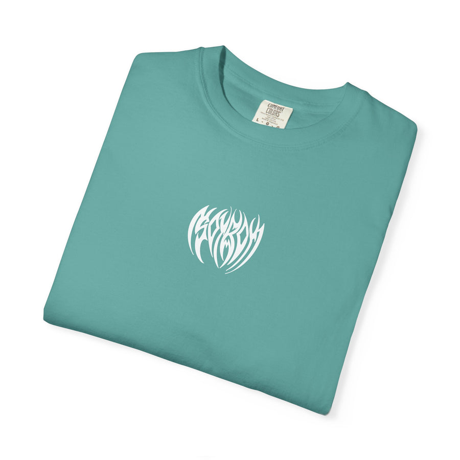 Tribal Heart Graphic T-shirt | Metal Style Chest and Back Print