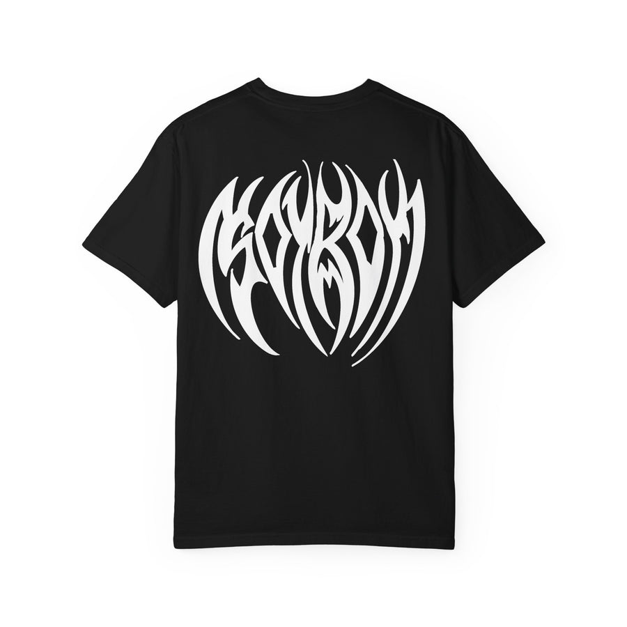 Tribal Heart Graphic T-shirt | Metal Style Chest and Back Print