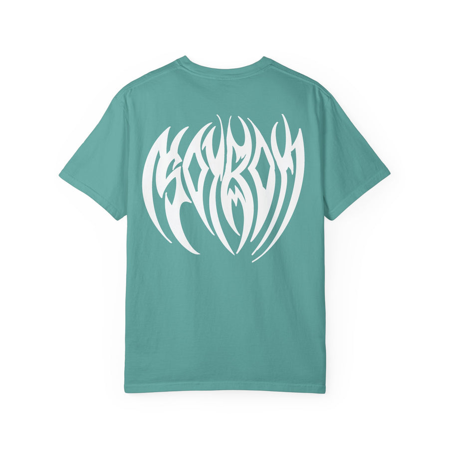 Tribal Heart Graphic T-shirt | Metal Style Chest and Back Print