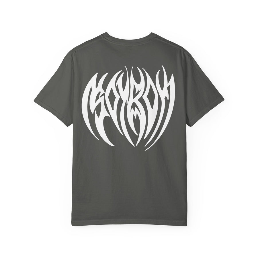 Tribal Heart Graphic T-shirt | Metal Style Chest and Back Print