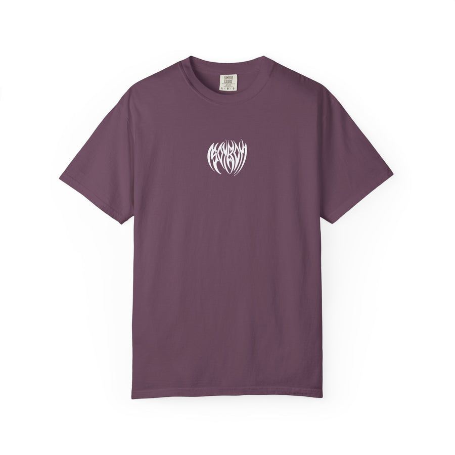 Tribal Heart Graphic T-shirt | Metal Style Chest and Back Print