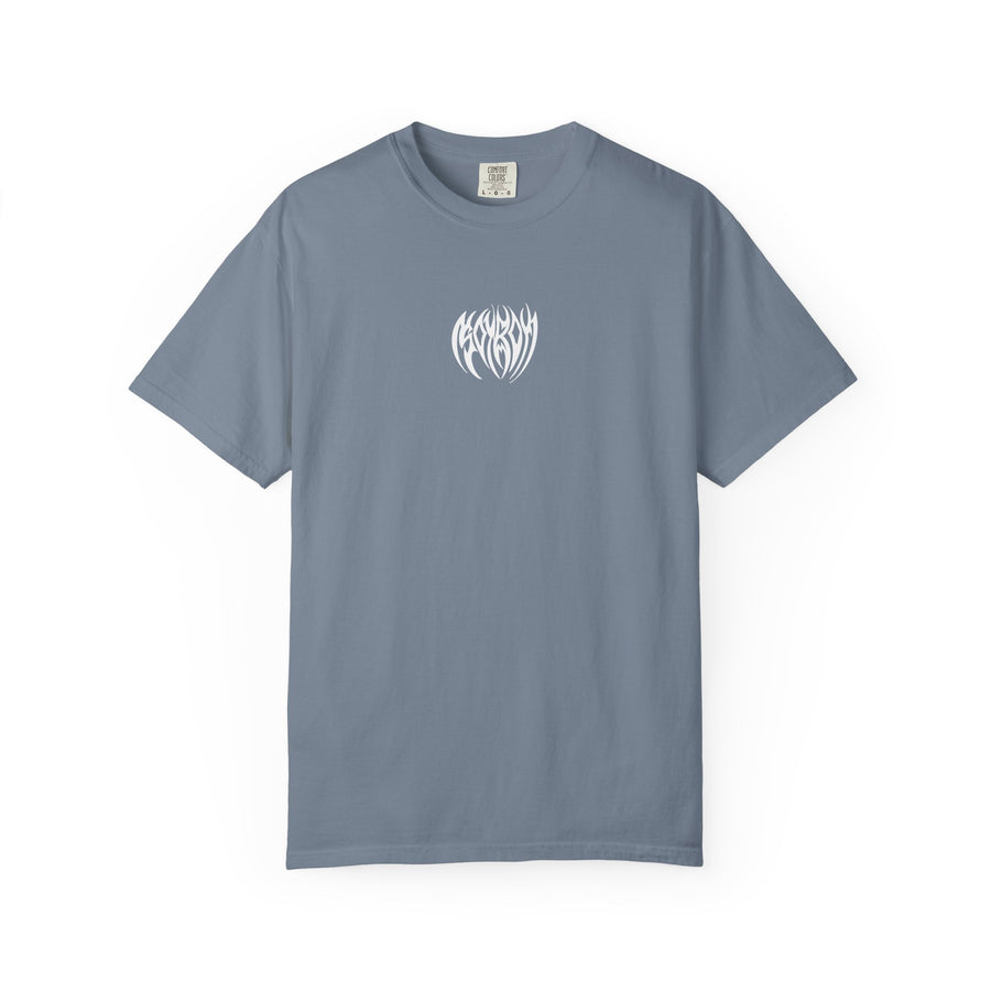 Tribal Heart Graphic T-shirt | Metal Style Chest and Back Print