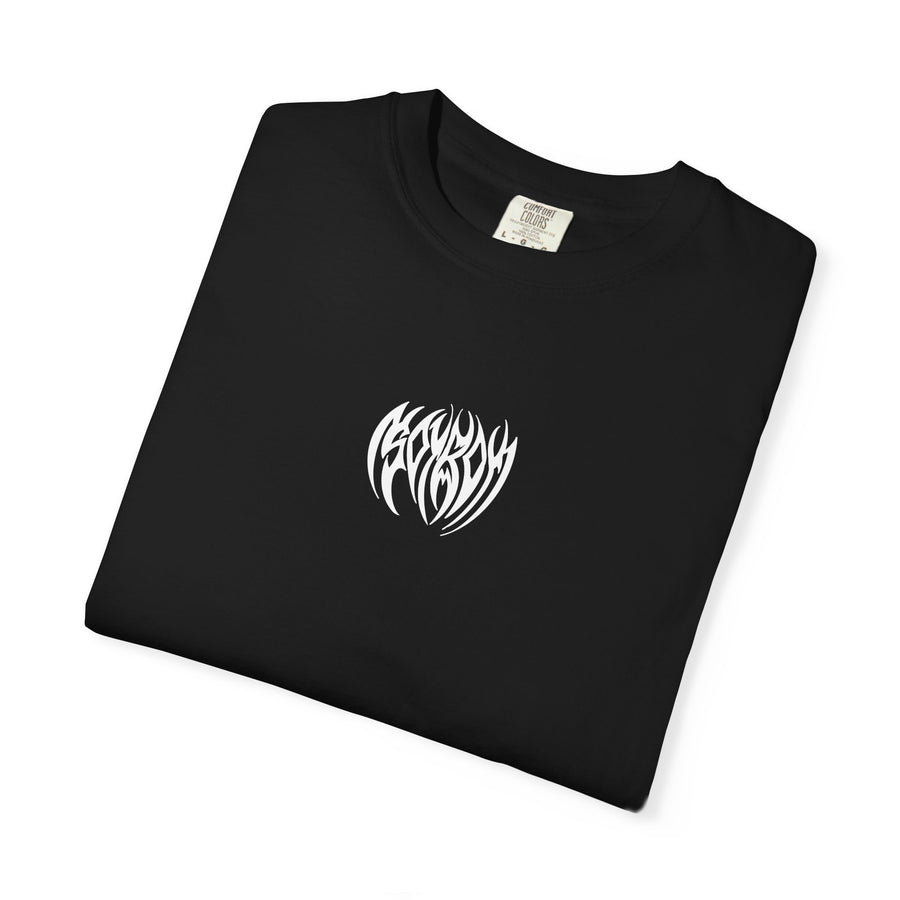 Tribal Heart Graphic T-shirt | Metal Style Chest and Back Print
