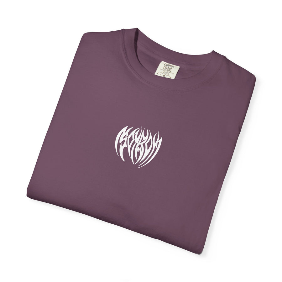 Tribal Heart Graphic T-shirt | Metal Style Chest and Back Print