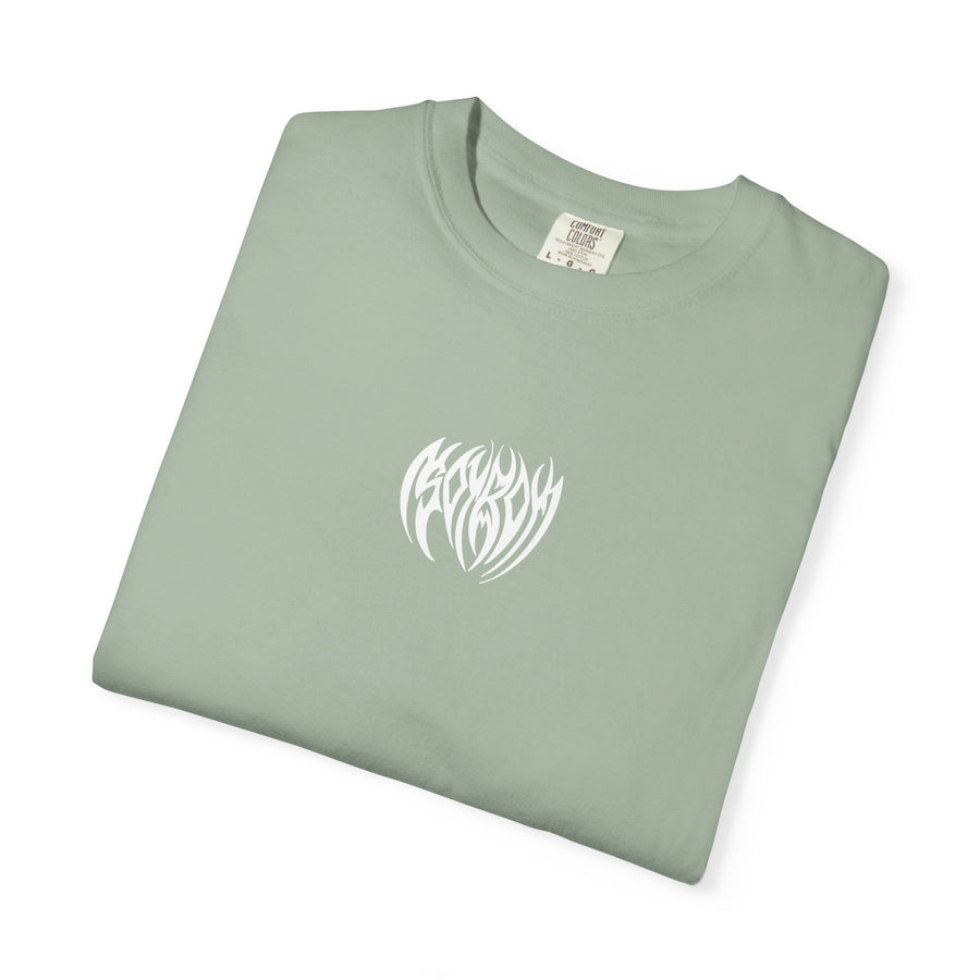 Tribal Heart Graphic T-shirt | Metal Style Chest and Back Print