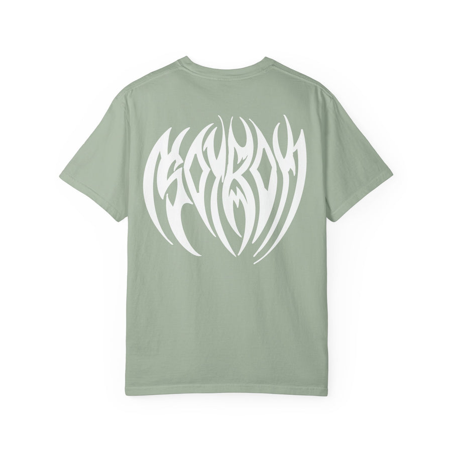 Tribal Heart Graphic T-shirt | Metal Style Chest and Back Print